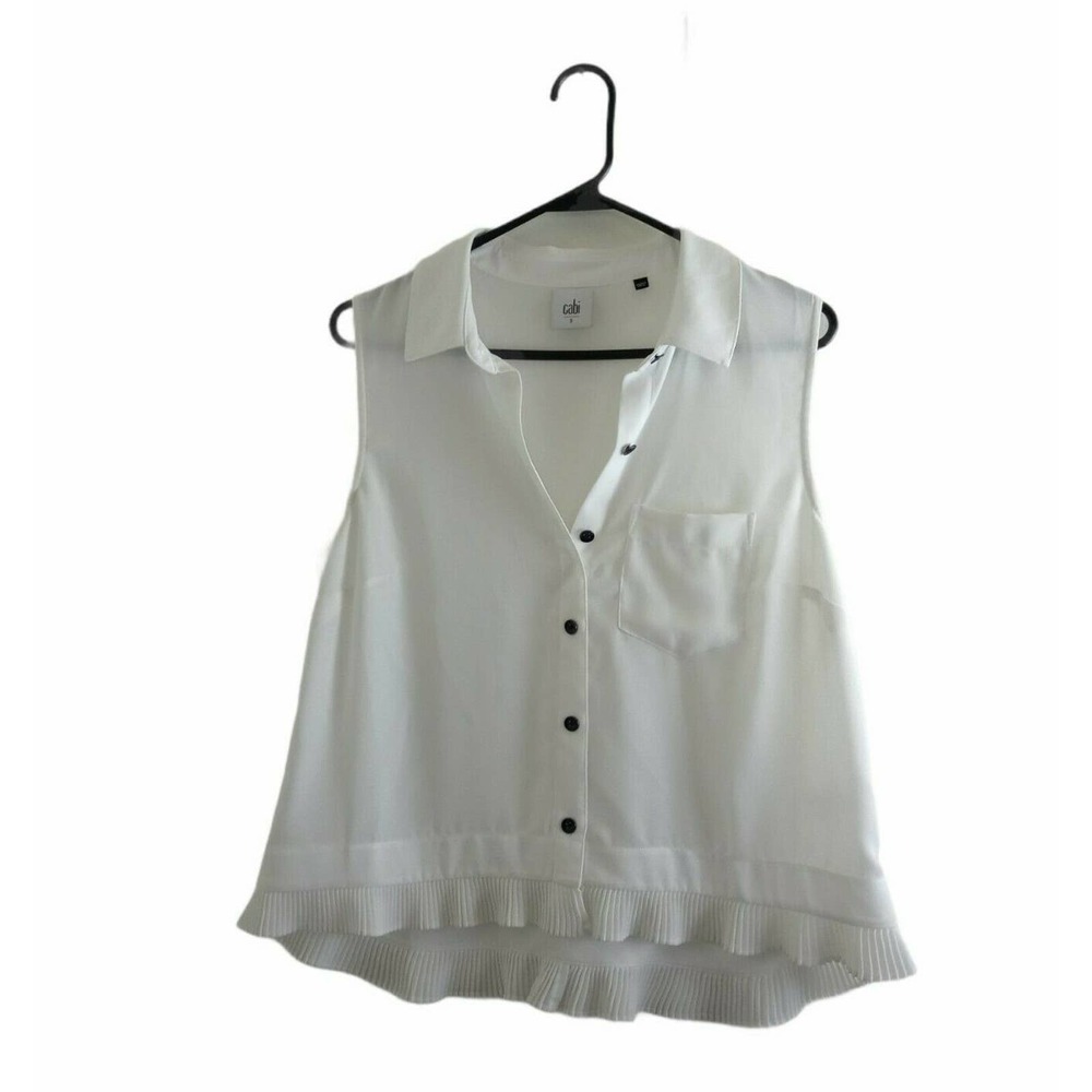 Cabi White Blouse Pintuck Mini Pleat‎ Top Bohemian
